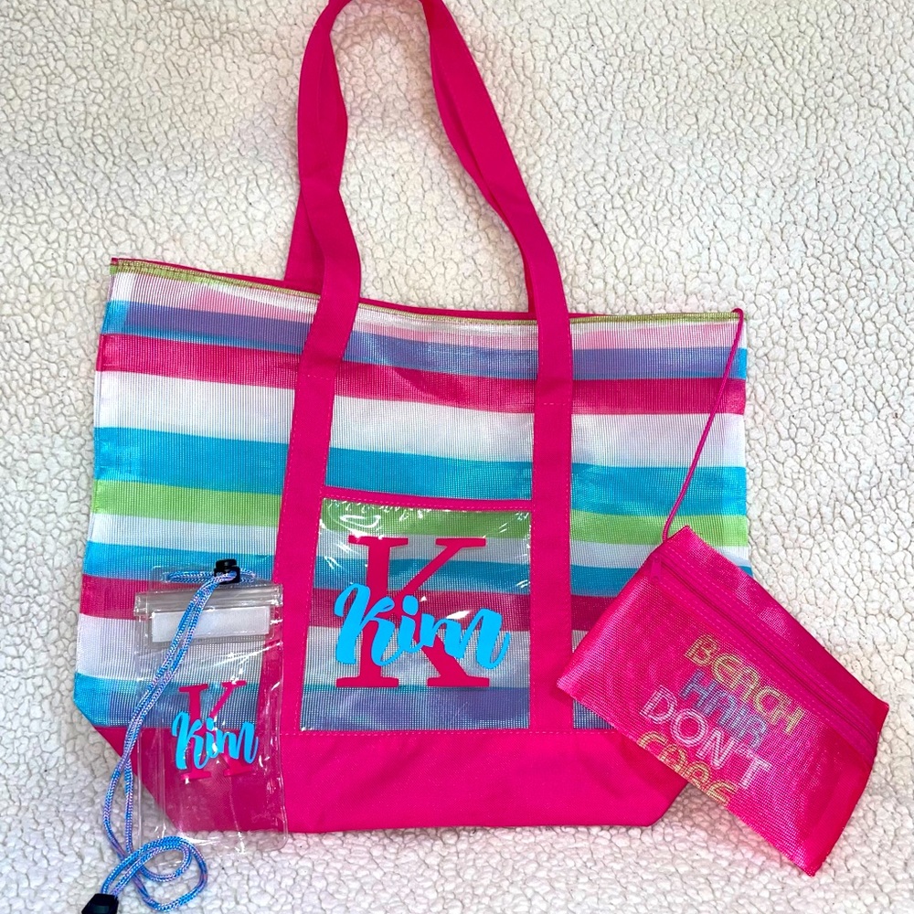 Personalized Beach bag for “Kim”.